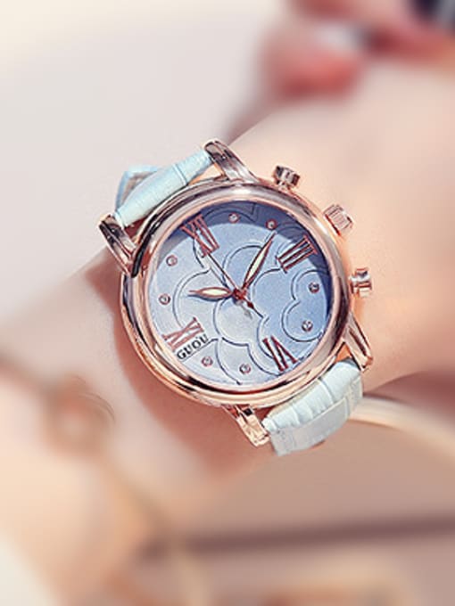 blue 2018 GUOU Brand Retro Roman Numerals Watch