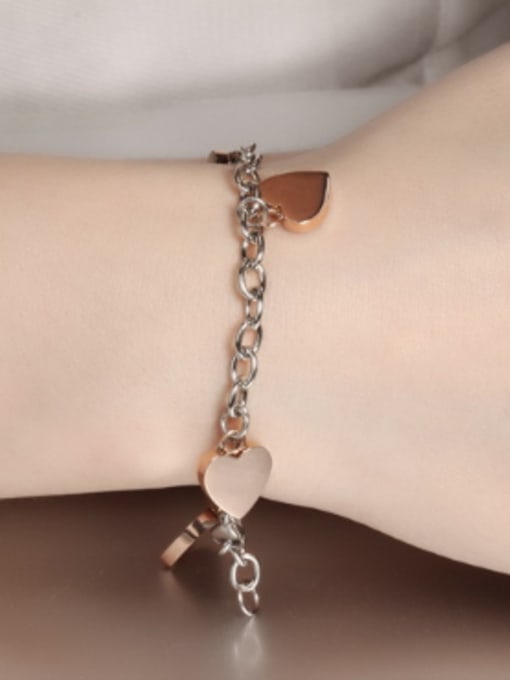 Open Sky Simple Smooth Rose Gold Plated Heart Titanium Bracelet 1