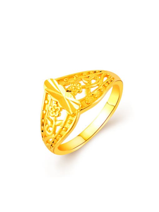Yi Heng Da Fashionable 24K Gold Plated Flower Shaped Copper Ring 0