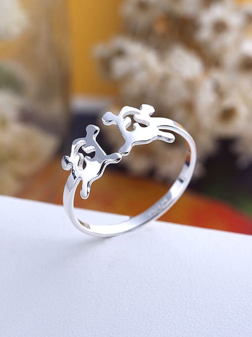 kwan Double Cartoon Smooth Silver Opening Ring 1
