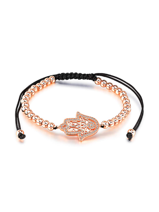 Rose Gold Fashion Hollow Patterns Beads Adjustable Bracelet