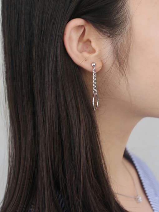 DAKA Simple Asymmetrical Hollow Round Silver Drop Earrings 2