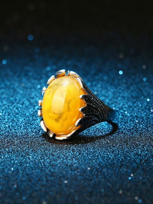 Gujin Retro style Oval Stone Crystals Alloy Ring 3