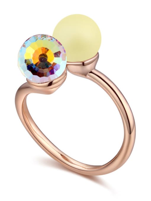 QIANZI Personalized Imitation Pearl austrian Crystal Alloy Ring 3