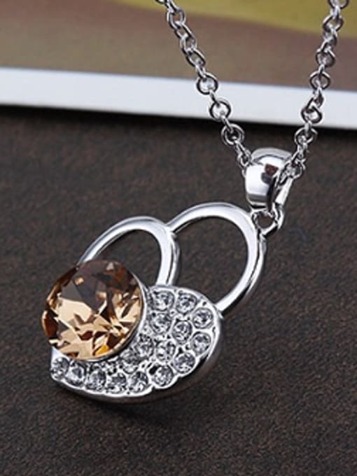 OUXI Fashion Heart shaped Austria Crystal Necklace 2