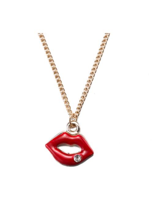 OUXI Sexy Rose Gold Red Lips Shaped Necklace 0