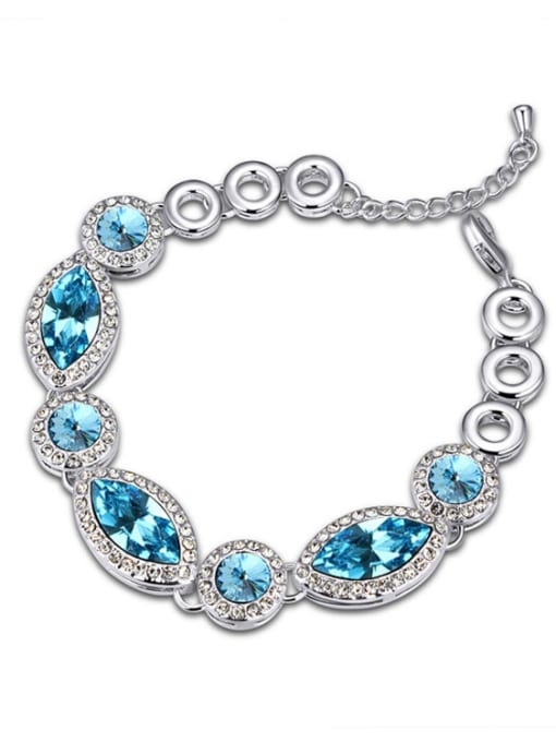 QIANZI Fashion Shiny austrian Crystals Hollow Round Alloy Bracelet 3