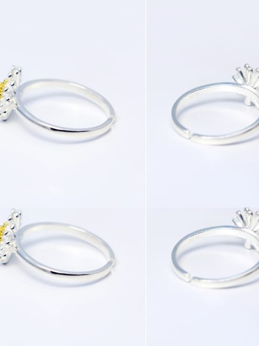 Rosh S925 Silver Fashion Daisy Flower Opening Ring 2