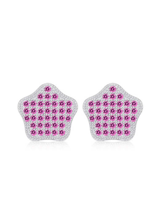 kwan Geometric Micro Pave Purple Crystal Stud Earrings 0