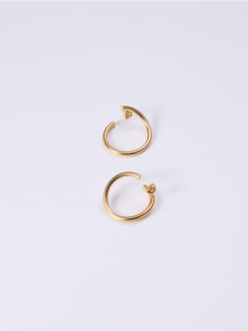 GROSE Titanium With Gold Plated Simplistic Geometric Hoop Earrings 4