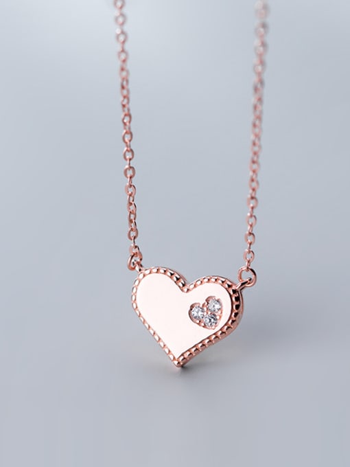 Rosh 925 Sterling Silver With Silver Plated Personality Heart Necklaces 4