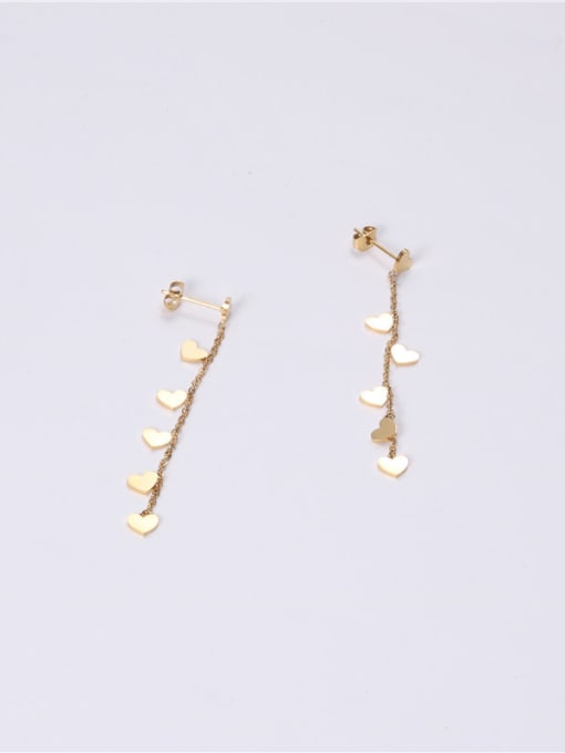 GROSE Titanium With Gold Plated Simplistic Heart Drop Earrings 0