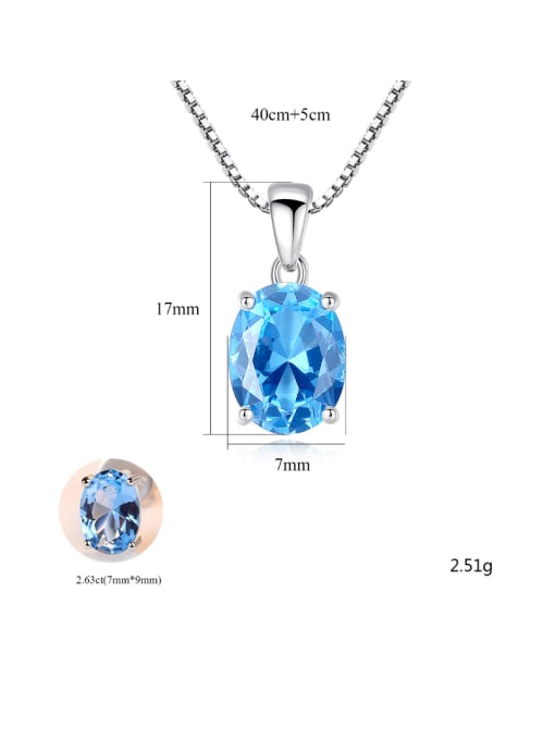 Sterling silver sky blue semi-precious stones minimalist necklace ...