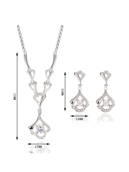BESTIE Alloy White Gold Plated Fashion White Stones Two Pieces Jewelry Set 2