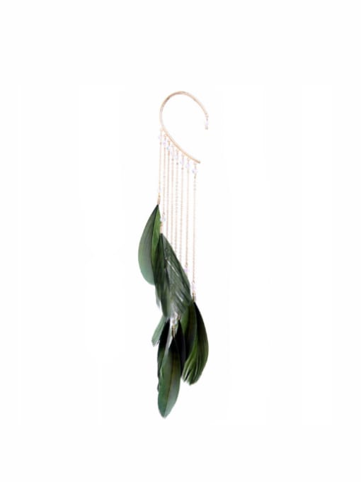 KM Feather Tassel Alloy drop earring 0