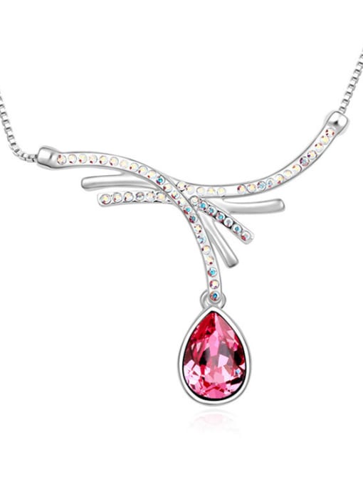 pink Fashion Water Drop austrian Crystals Alloy Necklace