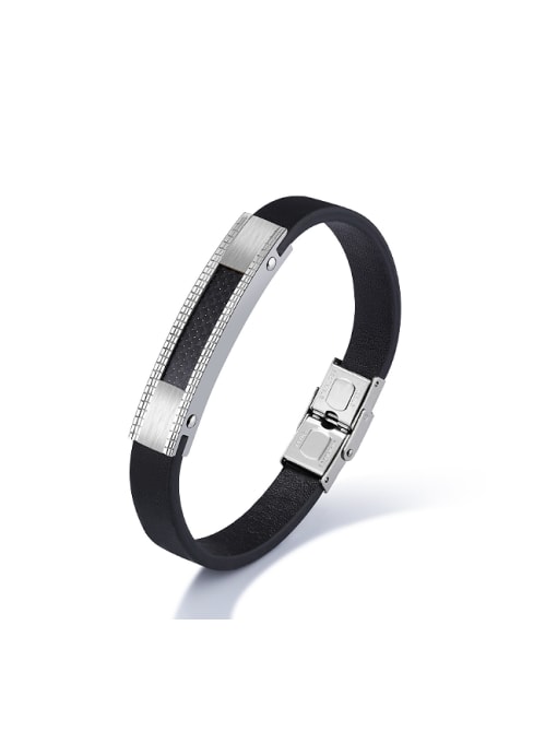 titanium Simple Personalized Carbon Fiber Artificial Leather Bracelet