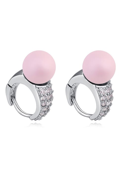 pink Simple Imitation Pearl AAA Zirconais Alloy Earrings
