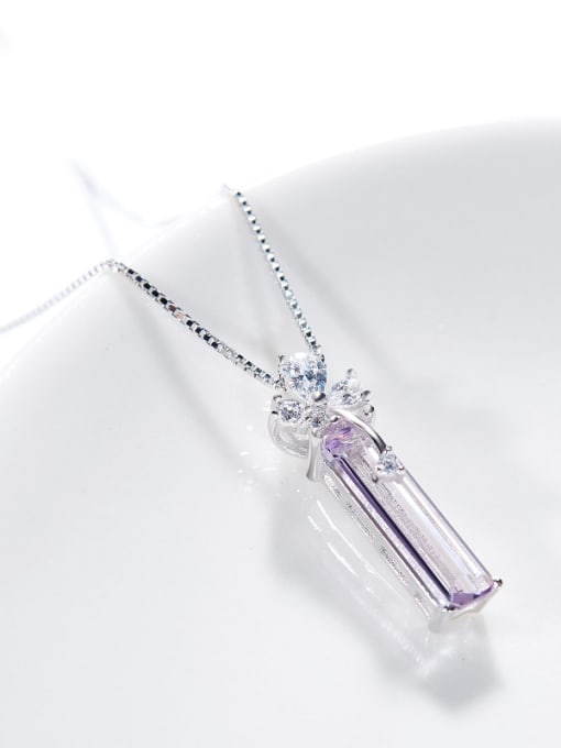 CEIDAI S925 Silver Purple Crystal Necklace 2