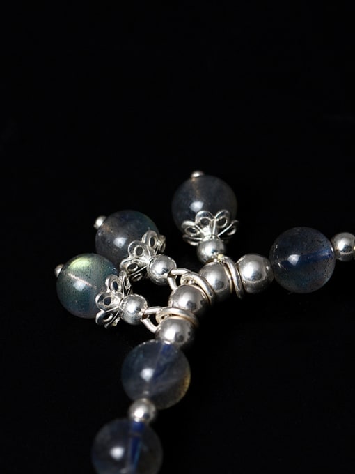 SILVER MI Natural Moonlight Stone Silver Bracelet 1