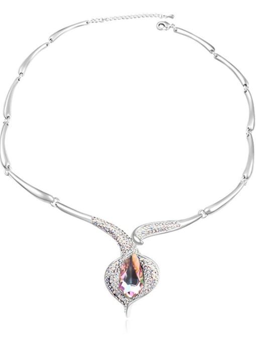 Purple Fashion austrian Crystals Heart Pendant Alloy Necklace
