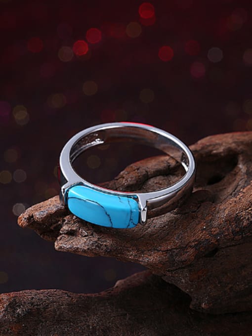 OUXI Simple Turquoise Stone Women Ring 2