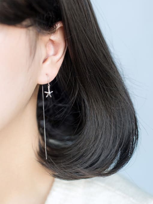 Rosh All-match Star And Feather Shaped Asymmetric Silver Line Earrings 1