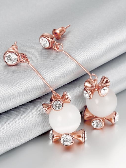 OUXI Fashion Opal Stone Zircon Drop Earrings 2