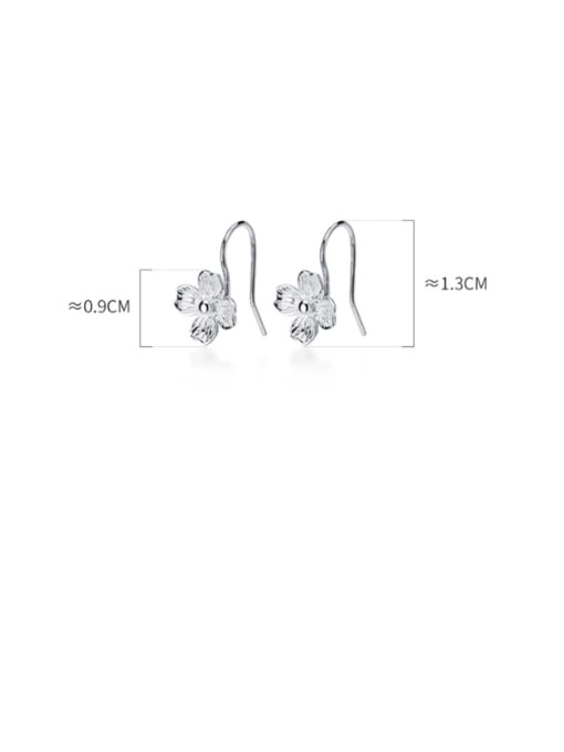 Rosh 925 Sterling Silver With Platinum Plated Simplistic Flower Hook Earrings 3