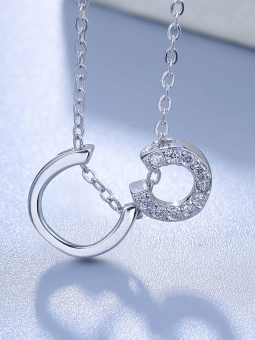 One Silver Double C Shaped Necklace 3