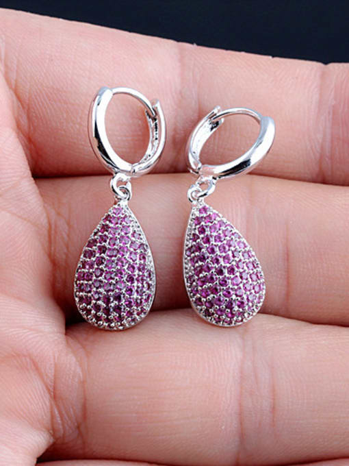 Red Large Water Drop Red Corundum Europe and America Quality Gorgeous Platinum plating drop earring