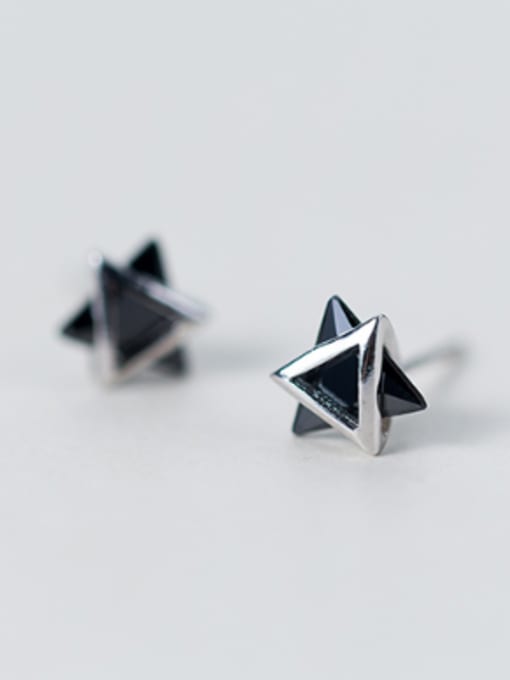 Rosh S925 silver simple triangle flexible zircon stud Earring 0