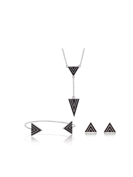 BESTIE Alloy White Gold Plated Simple style Triangle-shaped Three Pieces Jewelry Set 0