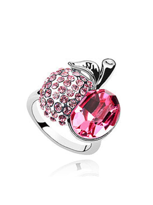 QIANZI Fashion Shiny austrian Crystals Apple Alloy Ring 1