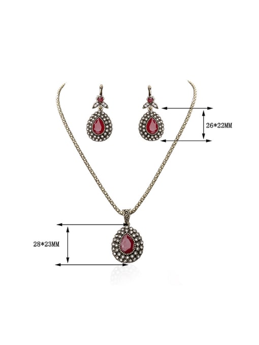 Gujin Retro style Resin stones Water Drop shaped Alloy Two Pieces Jewelry Set 3
