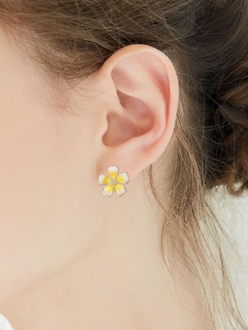 CEIDAI Personalized Little Bee Flower Copper Stud Earrings 1