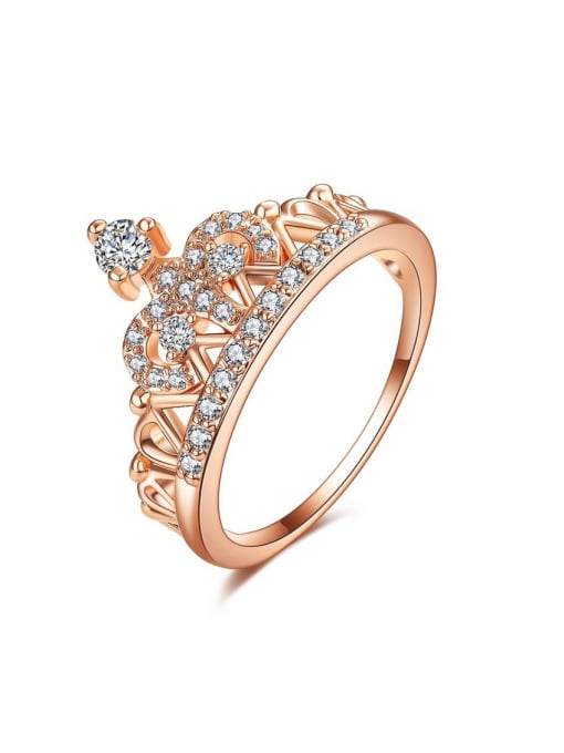 MATCH Copper WithCubic Zirconia Fashion Crown Band Rings 0