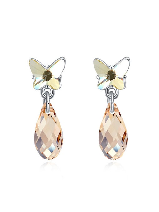 QIANZI Fashion Water Drop Butterfly austrian Crystals Alloy Stud Earrings