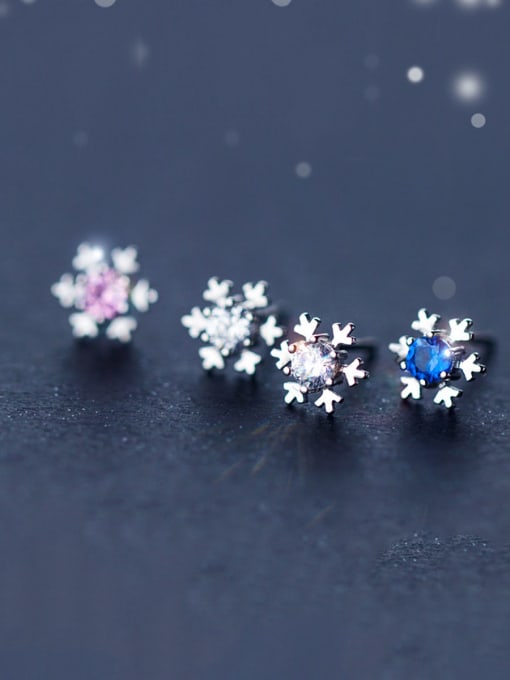 Rosh 925 Sterling Silver With Platinum Plated Simplistic Snowflake Stud Earrings 2