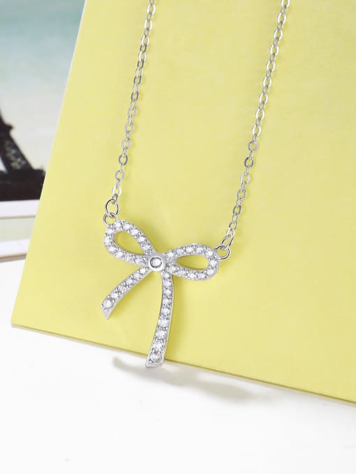 One Silver All-match Bowknot Necklace 2