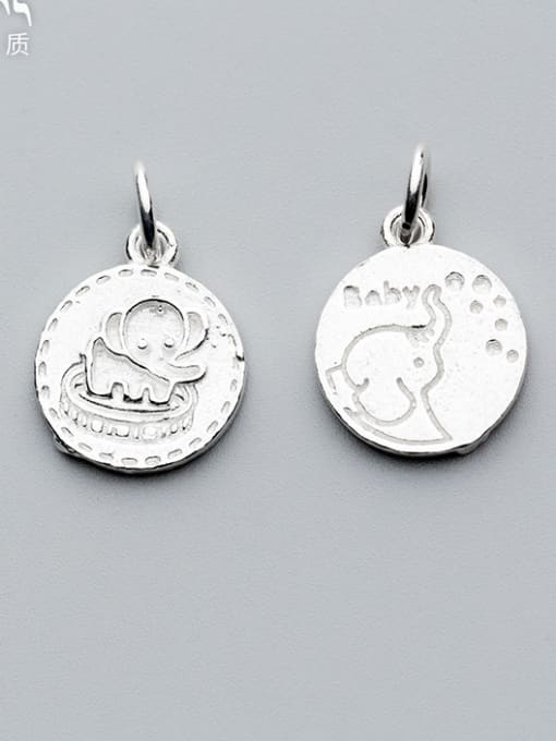FAN 925 Sterling Silver With Silver Plated Cartoon elephant Round Charms 0