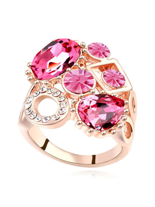 2 Exaggerated Colorful austrian Crystals Alloy Ring
