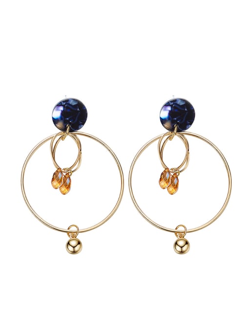 gold Big Ring Shaped Crystal drop earring