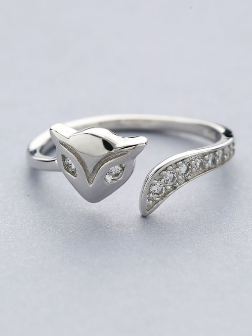 One Silver Personalized Little Fox Cubic Zirconias 925 Silver Opening Ring 2