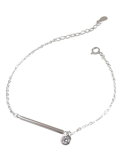 DAKA Sterling Silver geometric long Zirconia Pendant Bracelet 4
