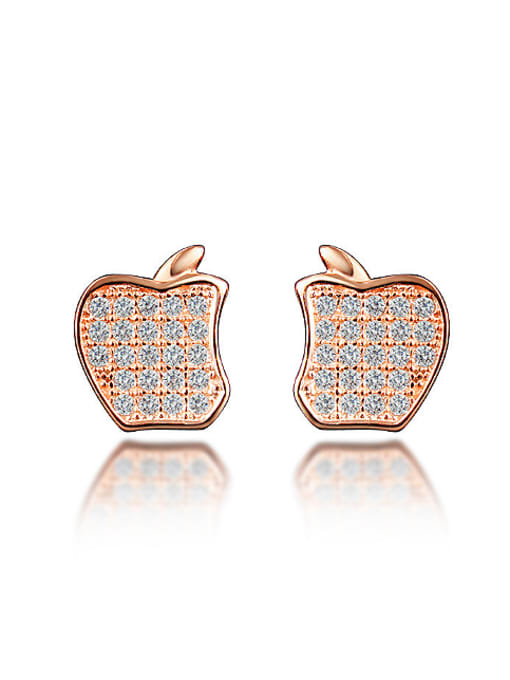 SANTIAGO Tiny Creative Apple Shiny Zirconias 925 Sterling Silver Stud Earrings