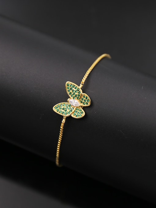 Gold + Green Butterfly Copper Bracelet