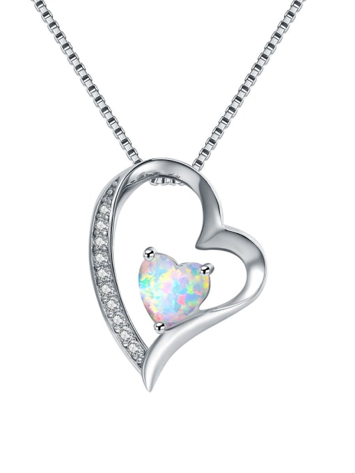UNIENO Copper inlaid Zirconia Heart Shaped opal necklace 0