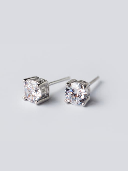 Rosh S925 Simple Claw Single Zircon lovers Studs stud Earring 0