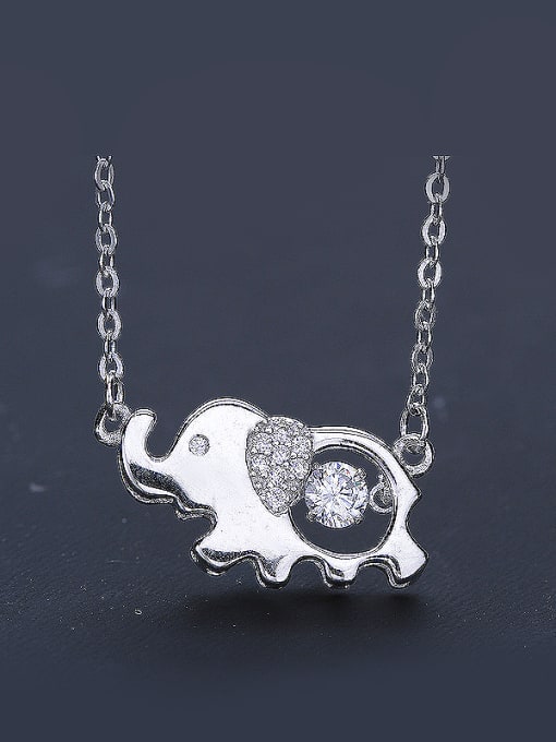 One Silver Elephant Zircon Necklace 0